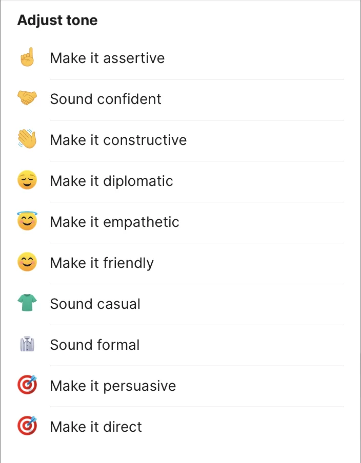Grammarly-AI-tone-adjustment-rephrasing-options