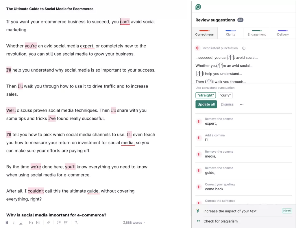 Grammarly-document-Correctness-recommendations