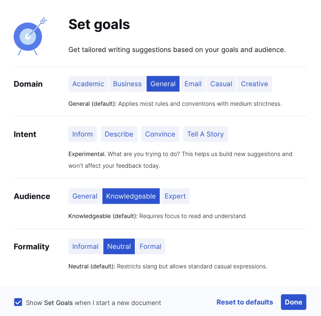 Grammarly-writing-goals-